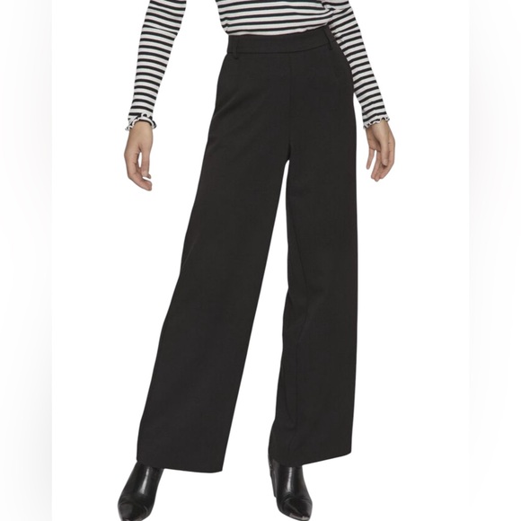 Vila Vivarone High Waist Wide-Leg Pants Black EU 40 US 10 - Picture 1 of 11